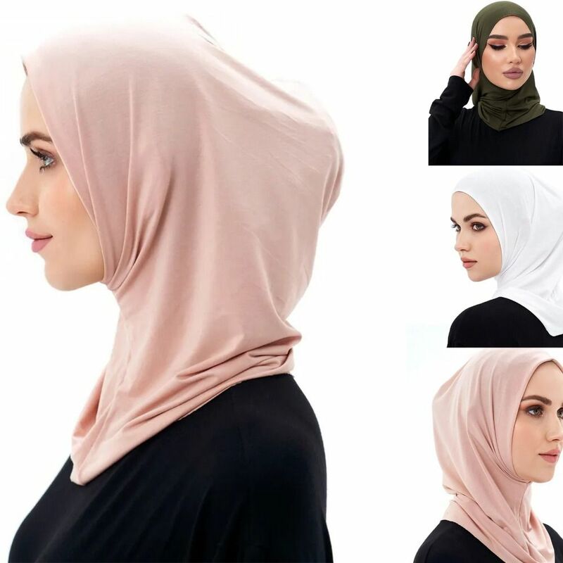 Jilbab Abaya sutra es Islam untuk wanita syal elastis baju Muslim Turban wanita syal bungkus kepala instan
