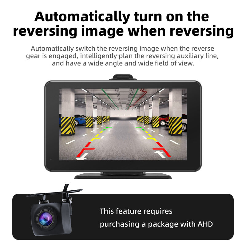 Monitor Carplay de 7 pulgadas para coche, dispositivo con Android, DVR, WiFi, GPS, conexión inalámbrica Airplay, cámara trasera, grabadora, accesorios para coche