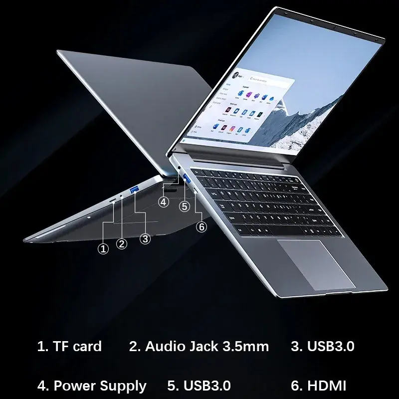 New 2024 Laptop Computer Windows 11 Pro Ultra Slim Notebook 14.1 Inch Intel Pentium N3700 16GB 1024GB Office Study PC Computer
