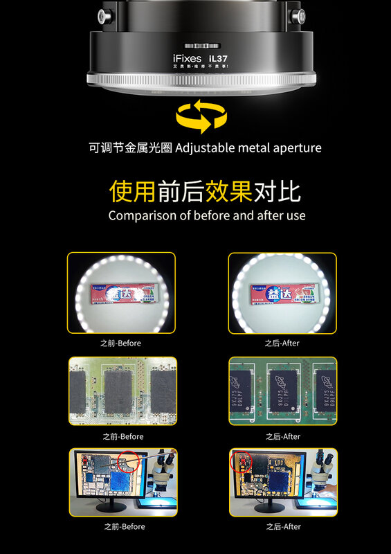 Ifixes-アンチグレアランプ,溶接および産業用カメラ用溶接機,96LED偏光リングライト,L37