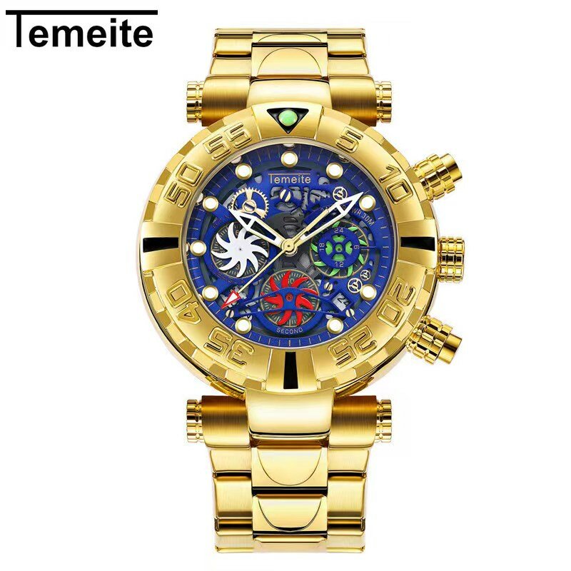 Sergeant многофункциональные часы мужские светящиеся скелетоны спортивный хронограф в европейском и американском стиле Мужские кварцевые часы