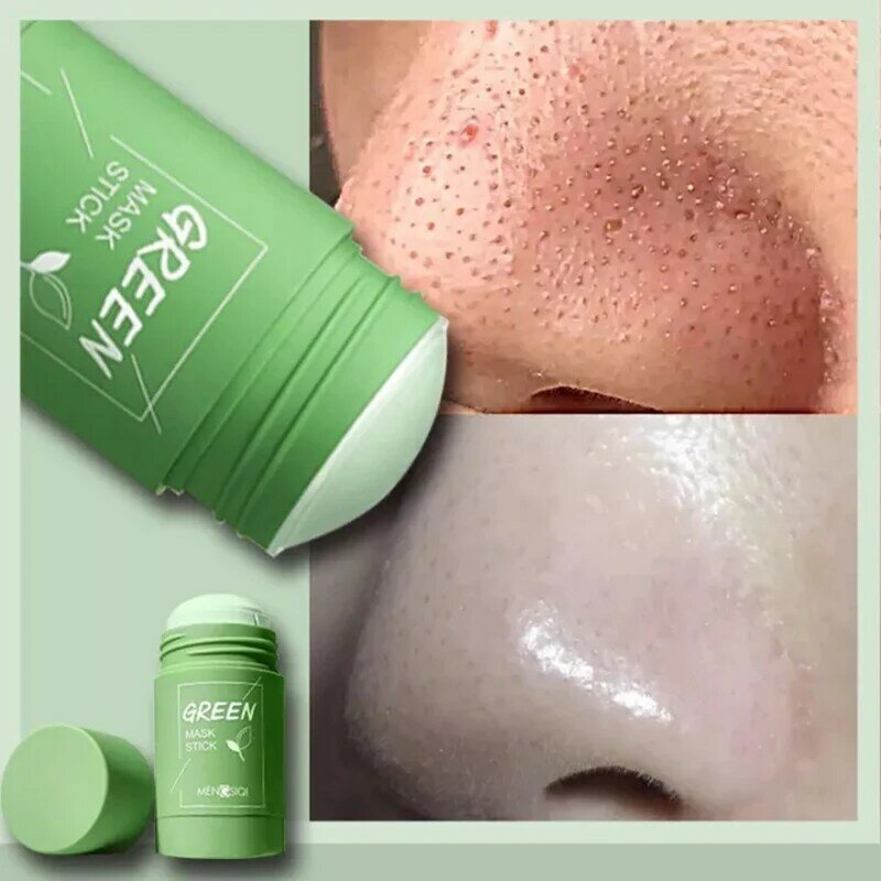 Dokładne czyszczenie do twarzy z zielonej herbaty, błotem, solidna maska kontrolująca olej w sztyfcie, nawilżające pory kurczące, maseczki z zaskórnikami, pielęgnacja skóry twarzy