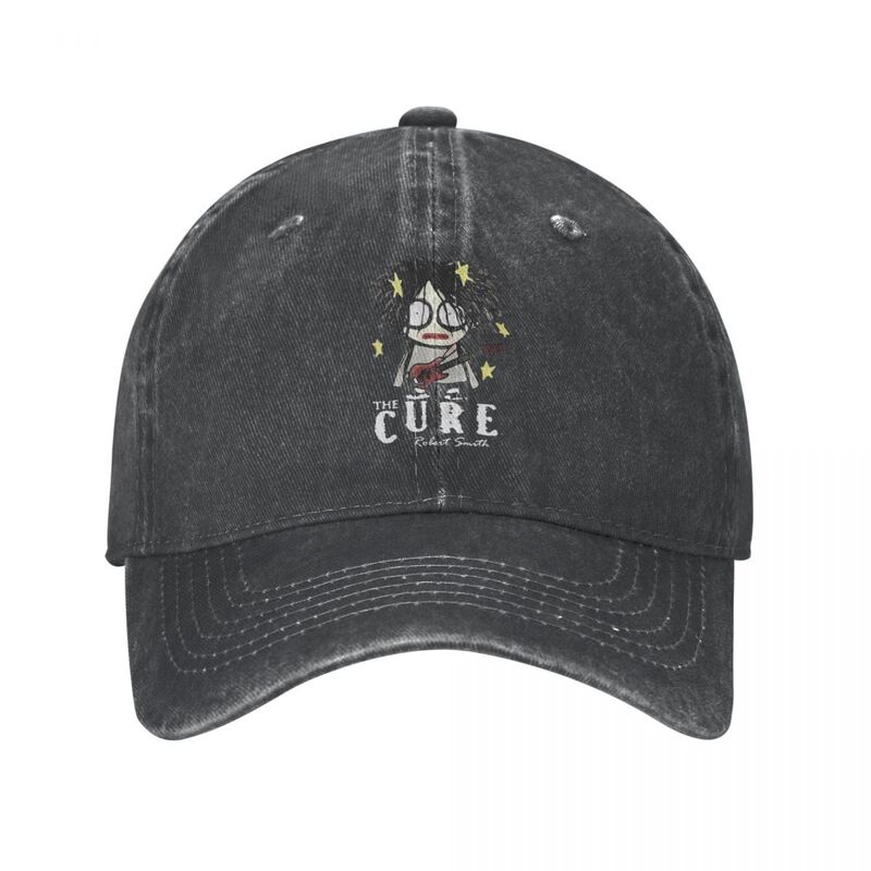 Robert Smith topi bisbol The Cure topi matahari Denim antik tertekan Aktivitas luar ruangan topi lembut tidak terstruktur