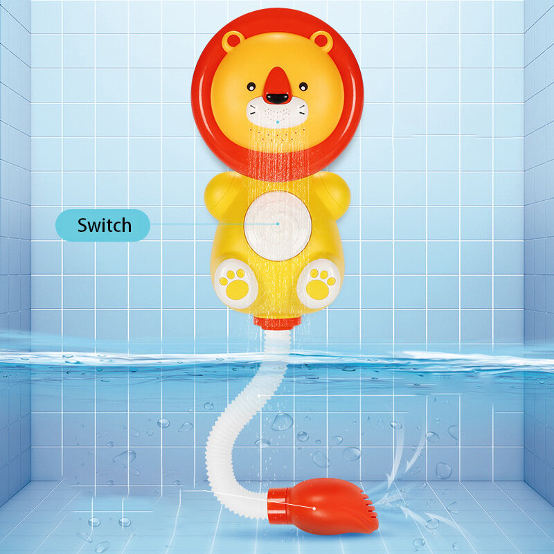 Juguete de baño de León eléctrico para bebé, divertido cabezal de ducha infantil seguro, juguete de ducha rociador, juguete de bañera de agua para nadar, nuevo
