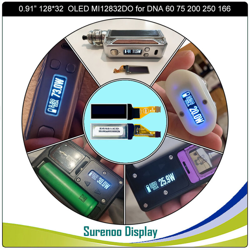 0.91 "12832 128*32 8pin 8P SSD1306 IIC I2C Plug-In MI12832DO DNA PMOLED pannello modulo Display OLED per DNA75 60 75 200 250 166
