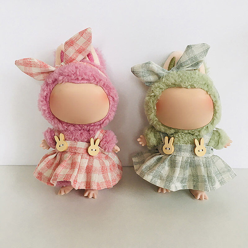 Labubu Doll Clothes com Mini Pingente Esmalte, 17cm, Saia Suspensa, Clipe de Cabelo, Acessórios Bonitos, Roupas para Menina, Presente