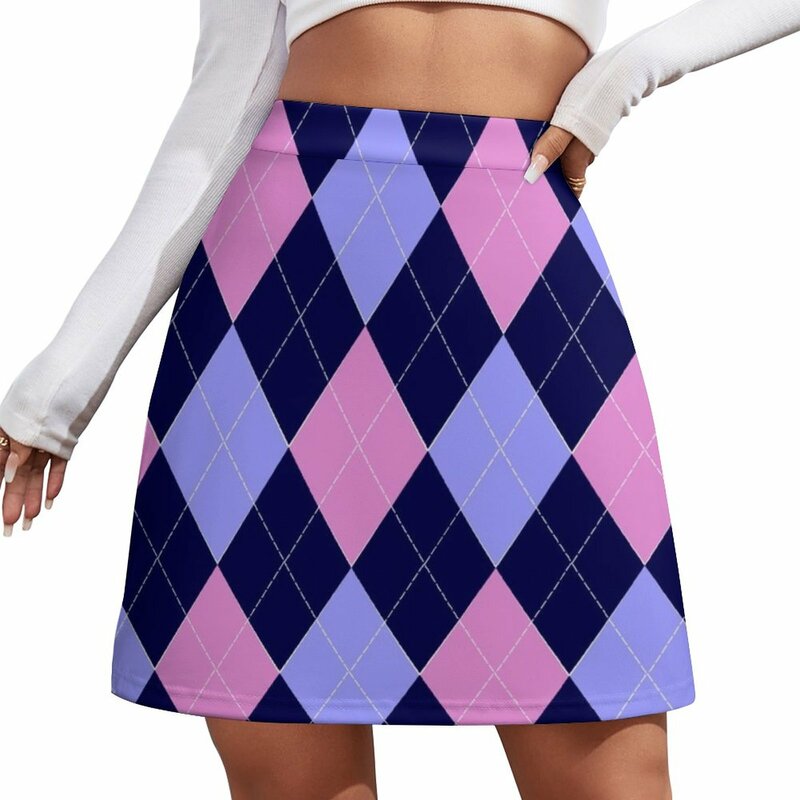 Pink and Blue Argyle Pattern Mini Skirt Korean skirts korean style clothes