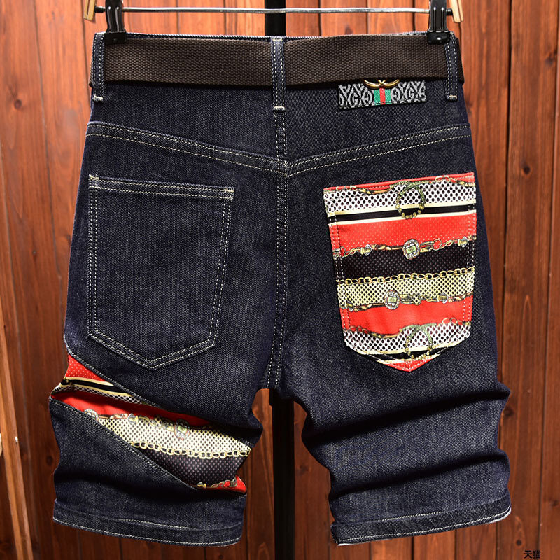 2024nuovi pantaloncini di jeans sottili estivi di fascia alta da uomo Slim Fit Stretch Fashion Printing pantaloncini da pirata di strada di personalità alla moda