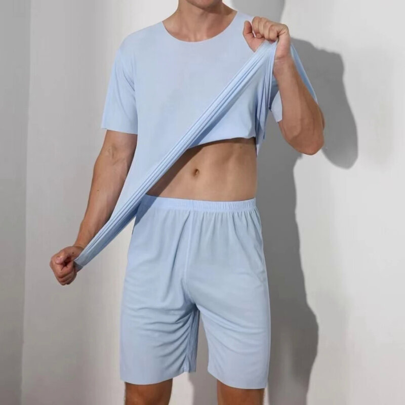 Męska dwuczęściowa lodowa jedwabna piżama męska letnia cienka modalna piżama z krótkim rękawem domowa odzież męska duża piżama komplet domowy