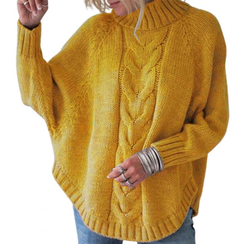 Sweater wanita, Atasan Wanita Harajuku Chic Sweater musim gugur kantor wanita Lengan kelelawar kuning Sweater jumper warna permen longgar Twisted Pull