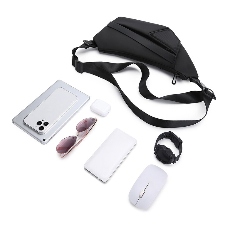Resilver маленькая сумка-слинг для мужчин, водонепроницаемые сумки через плечо, модная забавная черная нагрудная сумка, подходит для 9-дюймового планшета