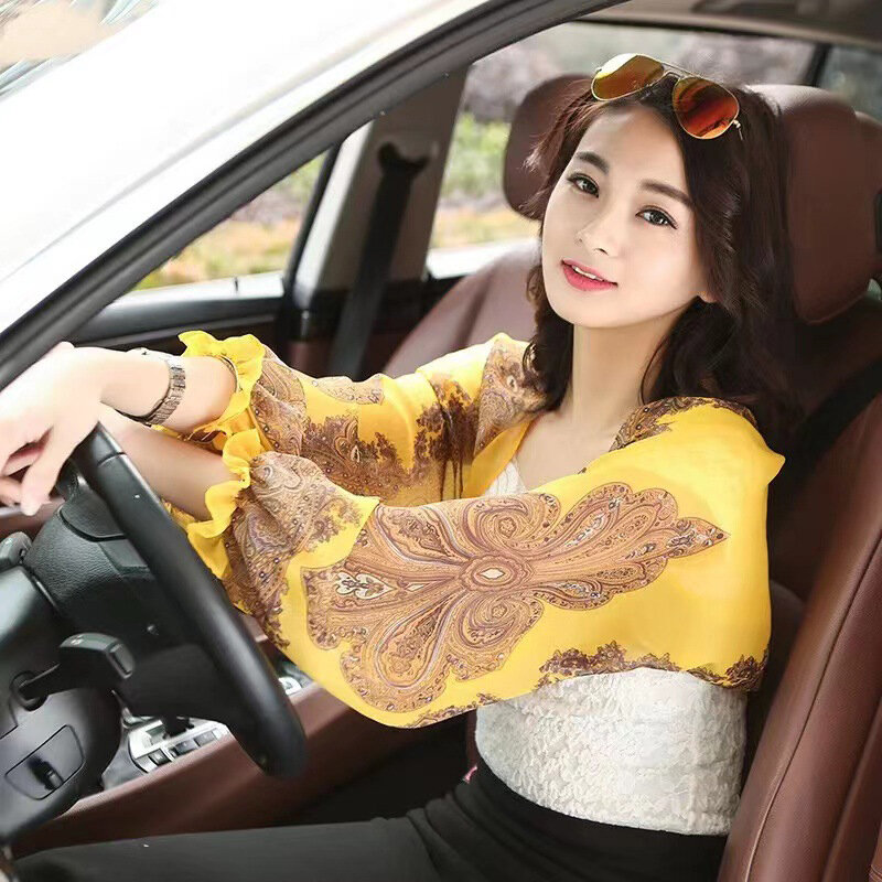 Summer Ultra-thin Shawl Arm Sleeve Sun Protection Arm Cover Anti-UV Ice Hand Cover Sports Driving Gloves Women Sunscreen Sleeves