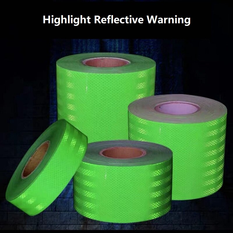 Pegatina reflectante de PET para coche, cinta de película de advertencia de seguridad para vehículo, camión y motocicleta, color verde claro, estilo automotriz