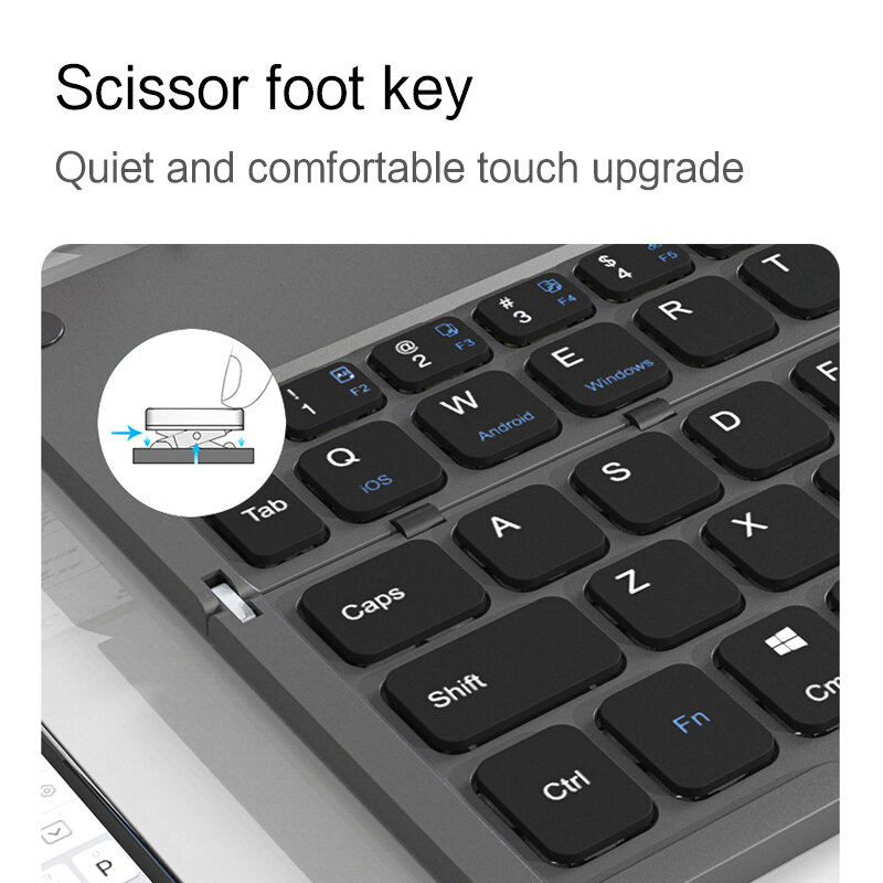 Teclado plegable inalámbrico Bluetooth con panel táctil para Windows, Android, IOS, teléfono, Mini teclado de botón multifunción