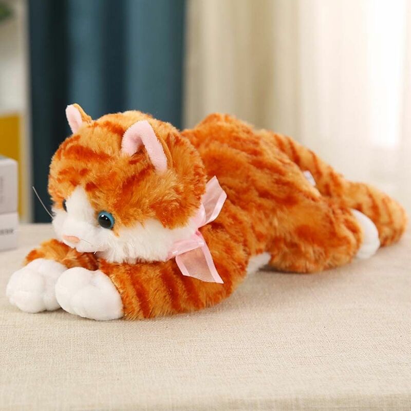 หมอนของเล่นรูปแมวจำลองหมอนเบาะผ้าตุ๊กตาหนานุ่มแมวยัดนุ่นสำหรับตกแต่งบ้าน