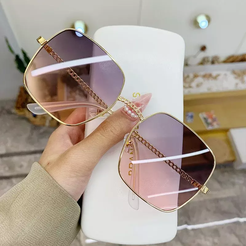2022 موضة جديدة كلاسيكية كبيرة الحجم النظارات الشمسية النساء العلامة التجارية مصمم المعادن إطار كبير الفاخرة ظلال نظارات شمسية نظارات Gafas UV400