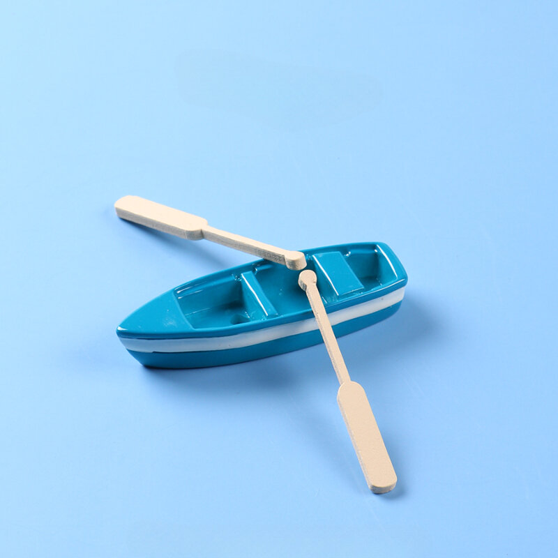 Mini Boat Model Cute Cartoon Toy Boat Childrens Cognitive Toys with Paddles Micro-landscape Ornaments Landscaping Boat Props
