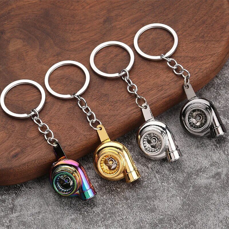 Creative Car Turbo Turbocharger Keychain Metal Automotive Spinning Turbine Keyring Car Interior Accessories Jewelry Gifts New