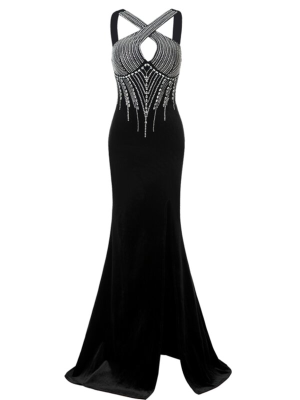 Женское вечернее платье, новое эксклюзивное банкетное платье со стразами и вырезом «рыбий хвост», облегающее Элегантное Длинное Платье для приема гостей на день рождения