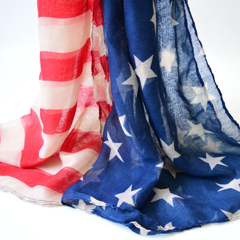 ใหม่ผู้หญิงรูปแบบธงชาติอเมริกันแฟชั่นสไตล์ผ้าพันคอผ้าคลุมไหล่ผ้าพันคอหญิง