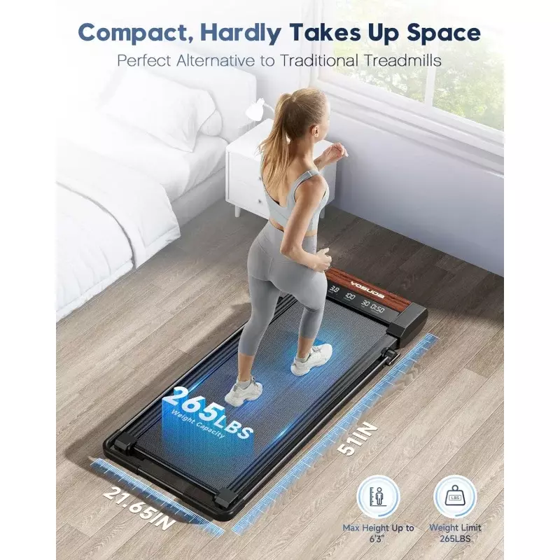 YOSUDA-Folding Walking Pad Esteiras para Casa e Escritório, Bluetooth Speaker, 2 em 1, 265lbs Capacidade de Peso, Under Desk