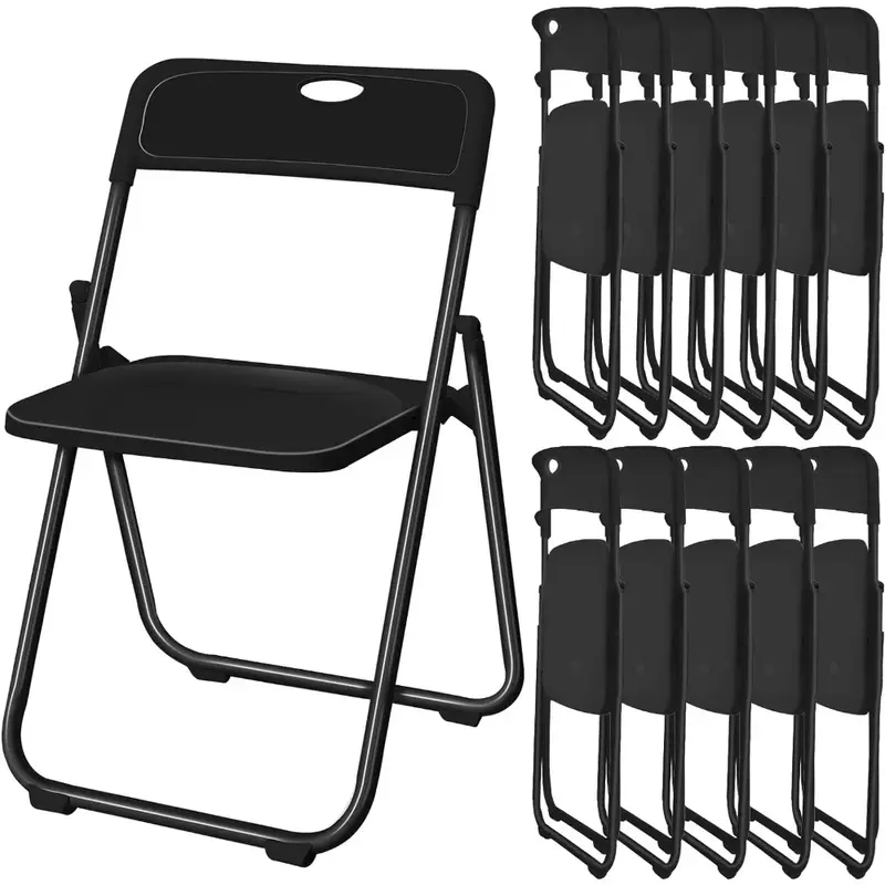 12 Pcs Plastic Folding Chair Steel Folding Dining Chairs Folding , Bulk Fold up Event, Portable Commercial