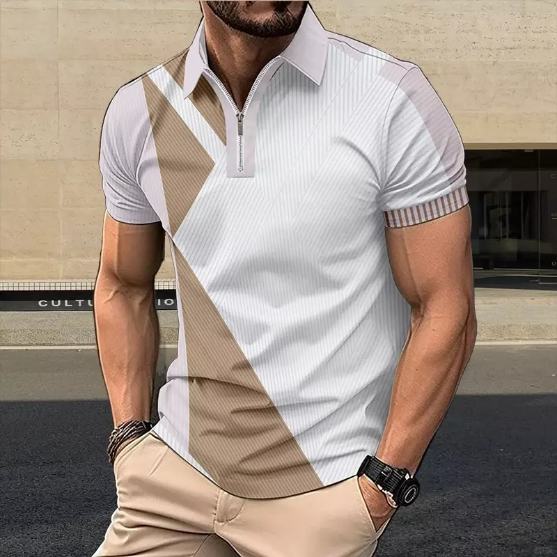 Hot selling summer polo shirt, high-quality solid color short sleeved breathable top, business sweat wicking men's polo shirt