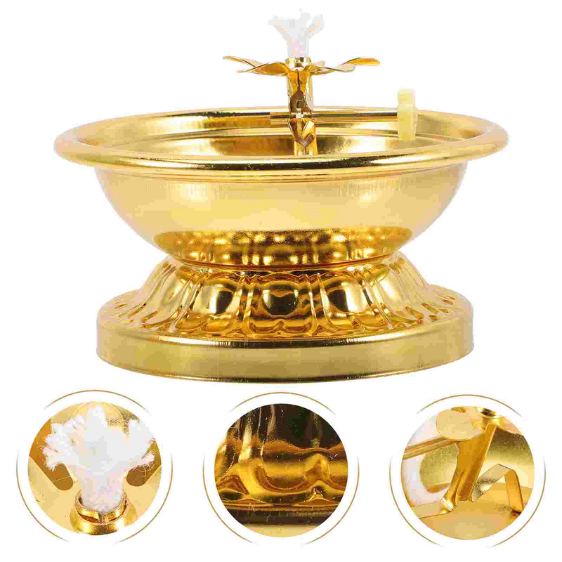 Lámparas de aceite de uso interior Ghee, soporte de lámpara de mantequilla, portavelas votivo de Buda, portavelas de taza dorada, soporte de aceite tibetano
