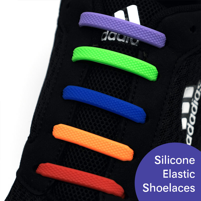 16 pz/lotto accessori per scarpe pigre lacci elastici in Silicone lacci per scarpe creativi per bambini Sneakers per adulti Quick No Tie lacci per scarpe in gomma