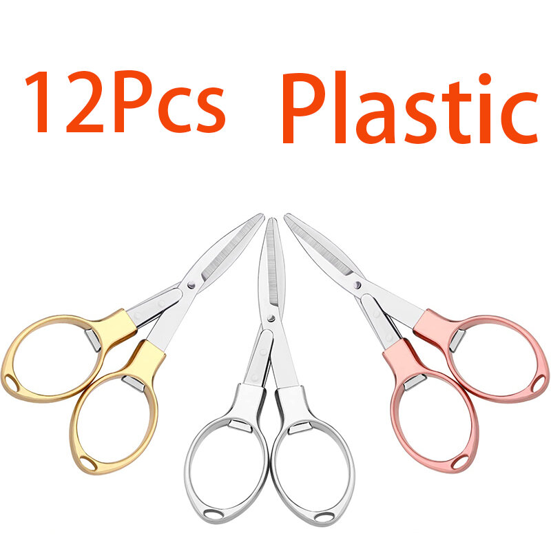 12Pcs Plastic Folding Scissors Mini Scissors Plastic Foldable Small Scissors for Crafting Home Office Fishing Paper Cutting