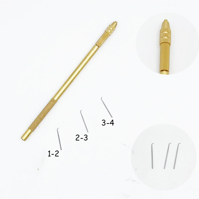 Professional Bronze Wig Ventilating Holder with 3 Pcs Pin ventilating needle for wig making Crochet Hook tools
