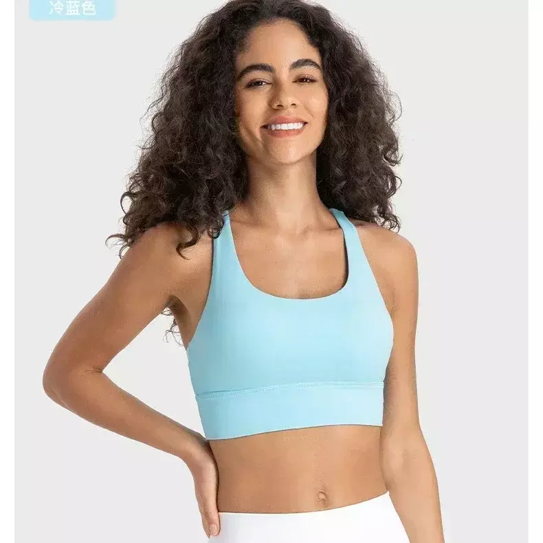 Lemon Align Tank Bra olahraga wanita Tank Top ketat seksi silang rompi Yoga kebugaran atletik lembut dengan bantalan dada Bra Bralette