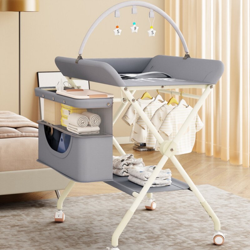 Meja ganti popok bayi, meja perawatan bayi multifungsi lipat pijat sentuh tempat tidur mandi bayi baru lahir berganti popok