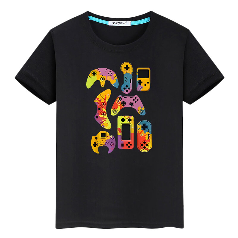 Camiseta con estampado de gamepad para niño y niña, camisa de anime 100% de algodón, bonita Camiseta corta y2k de una pieza, Tops Kawaii de orgullo, ropa de regalo