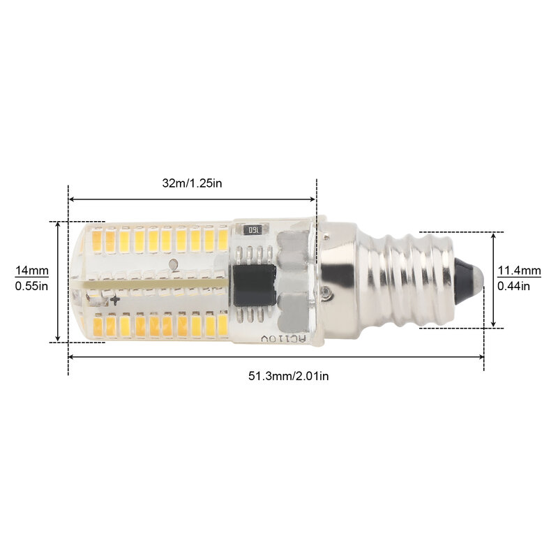 Bombilla de cristal de silicona para lámpara, foco LED E12, regulable, blanco cálido, 80 LED, 3014 SMD, 110V/220V, 360 Ángulo de haz