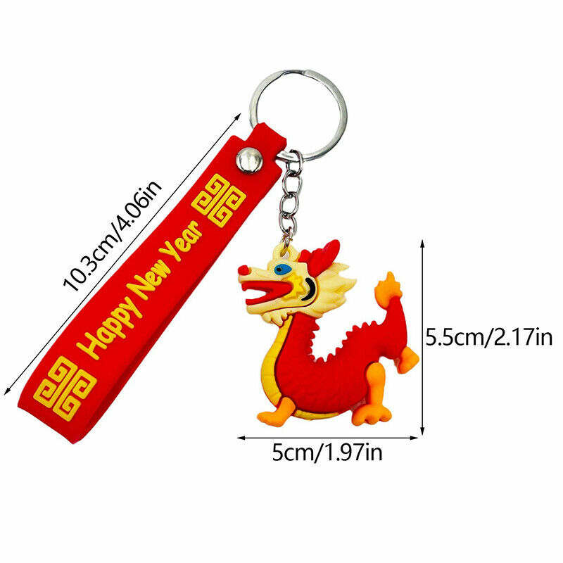 2024 Dragon Year Keychain Cute Cartoon Zodiac Dragon Keyring Bag Backpack Pendant Charms Jewelry Accessories Gifts Fashion