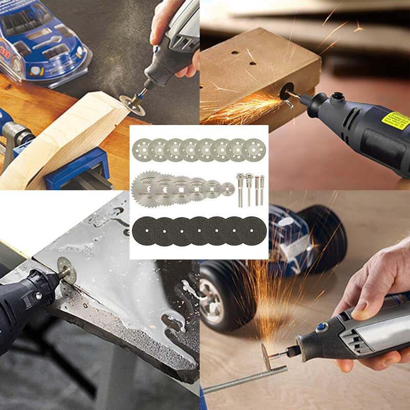 32Pcs lame per seghe circolari disco da taglio per legno lavorazione del legno diamante metallo Dremel trapano utensile da taglio rotante accessori per elettroutensili