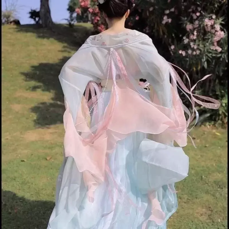 Женское традиционное китайское танцевальное платье Hanfu 2023, женское элегантное платье принцессы синего и розового цвета