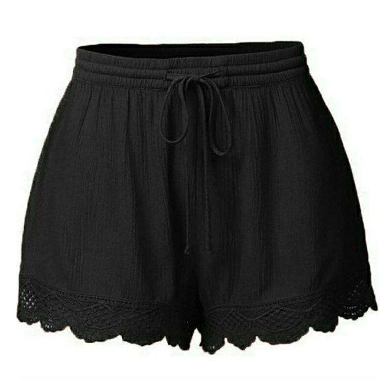 Pantalones cortos con lazo de cuerda de encaje para mujer, mallas deportivas de Yoga, pantalones cortos para correr, moda