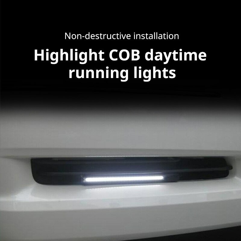 범용 방수 주간 주행등 COB 안개등, 자동차 스타일링 LED 주간 조명, DRL 램프, 안개 바 램프 스트립 조명, 2 개, 17cm