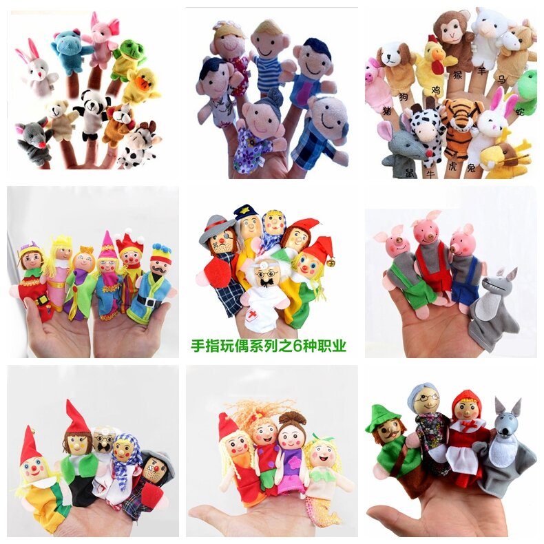 Lalki na palce dziecko Mini zwierzęta edukacyjne ręcznie kreskówkowe zwierzęta pluszowa lalka pacynki na palce teatr pluszowe zabawki dla dzieci prezenty