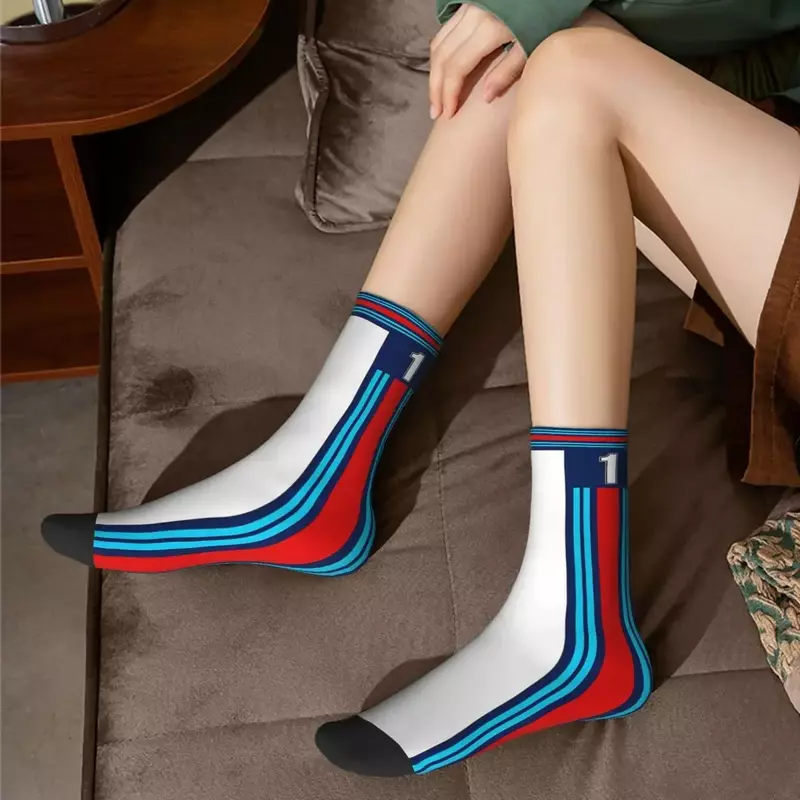 Martini Racing Livery Socks Harajuku Sweat Absorbing Stockings All Season Long Socks Accessories for Man Woman Birthday Present
