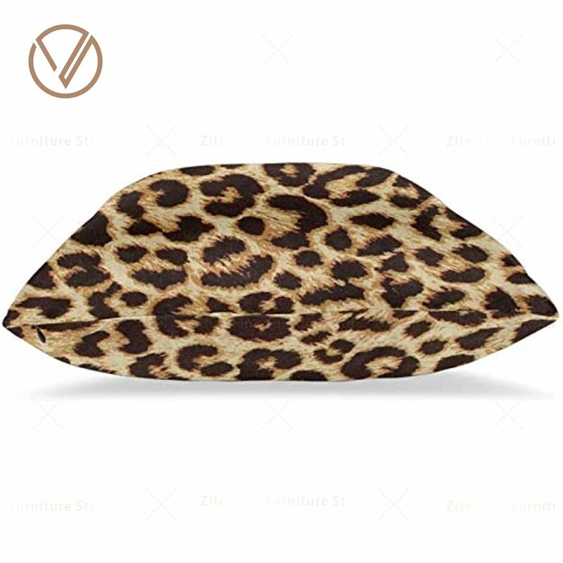 Leopard Print Pillow Cases Cover Pillowcase Throw Size Set of 2 with Zipper Closure Square Protector