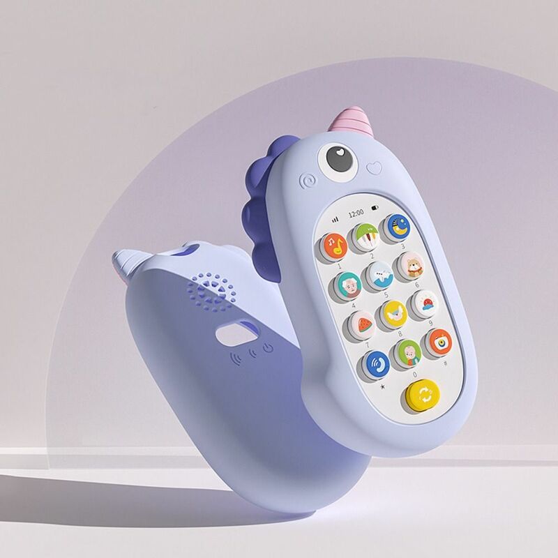 Mainan suara ponsel silikon untuk bayi, mainan ponsel elektronik dengan musik dan simulasi
