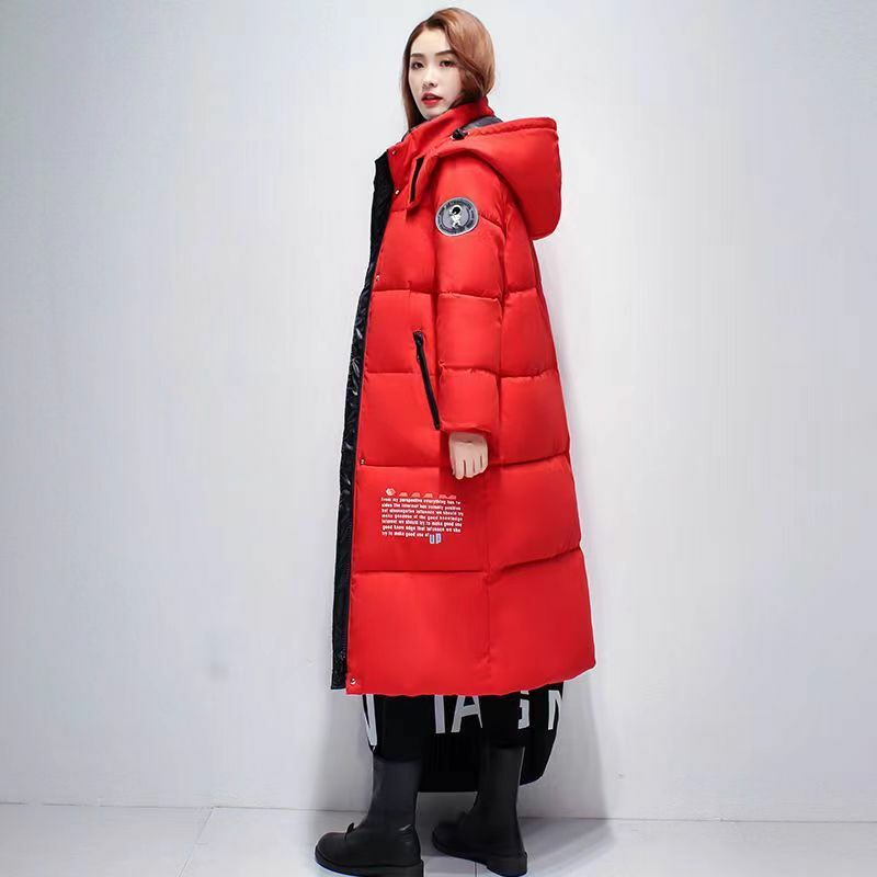 Зимнее пальто, женская зимняя куртка, Женская пуховая куртка, зимняя Новинка, длинные женские хлопковые парки выше колена в Корейском стиле