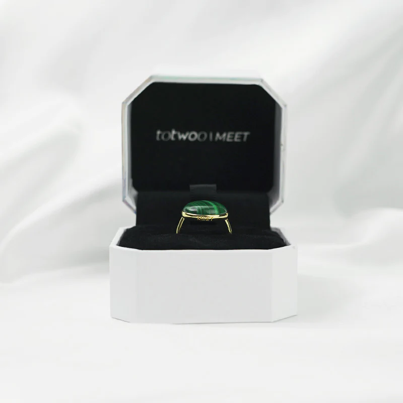 Totwoo MEET Malachite Smart Ring (argento placcato oro 18 carati), condivisione quotidiana delle informazioni, un bel regalo