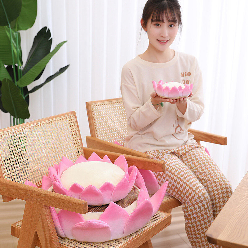 Almohada de felpa con diseño de flor de loto para decoración del hogar, cojín creativo con diseño de dibujos animados de Anime, juguete suave, novedad