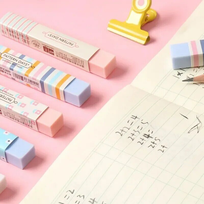 1/3/6 Pcs Pack Korean Pencil Rainbow Fresh Strip Eraser Children Students Special School Supplies Stationery Gift