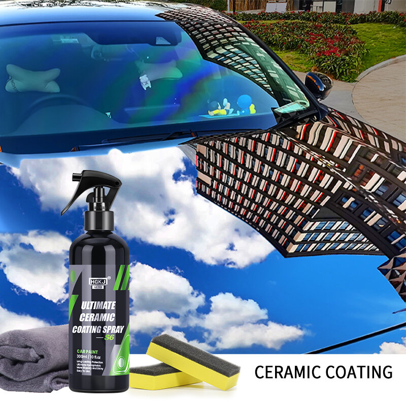 Керамическое покрытие для автомобильной краски HGKJ S6, Кристальный восковой спрей, наногидрофобная жидкость, полимерная Олеофобная защита от дождя, уход за автомобилем