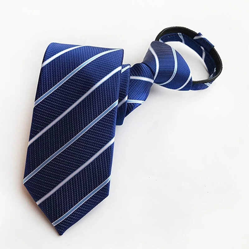 2023 New 8cm Width Pre-tied Zipper Neck Tie Striped Polka Dots Neckties For Men Corbatas Gravata Slim Suits Jacquard Cravat Tie